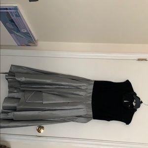 Silver and black cocktail dress beaded neckline.